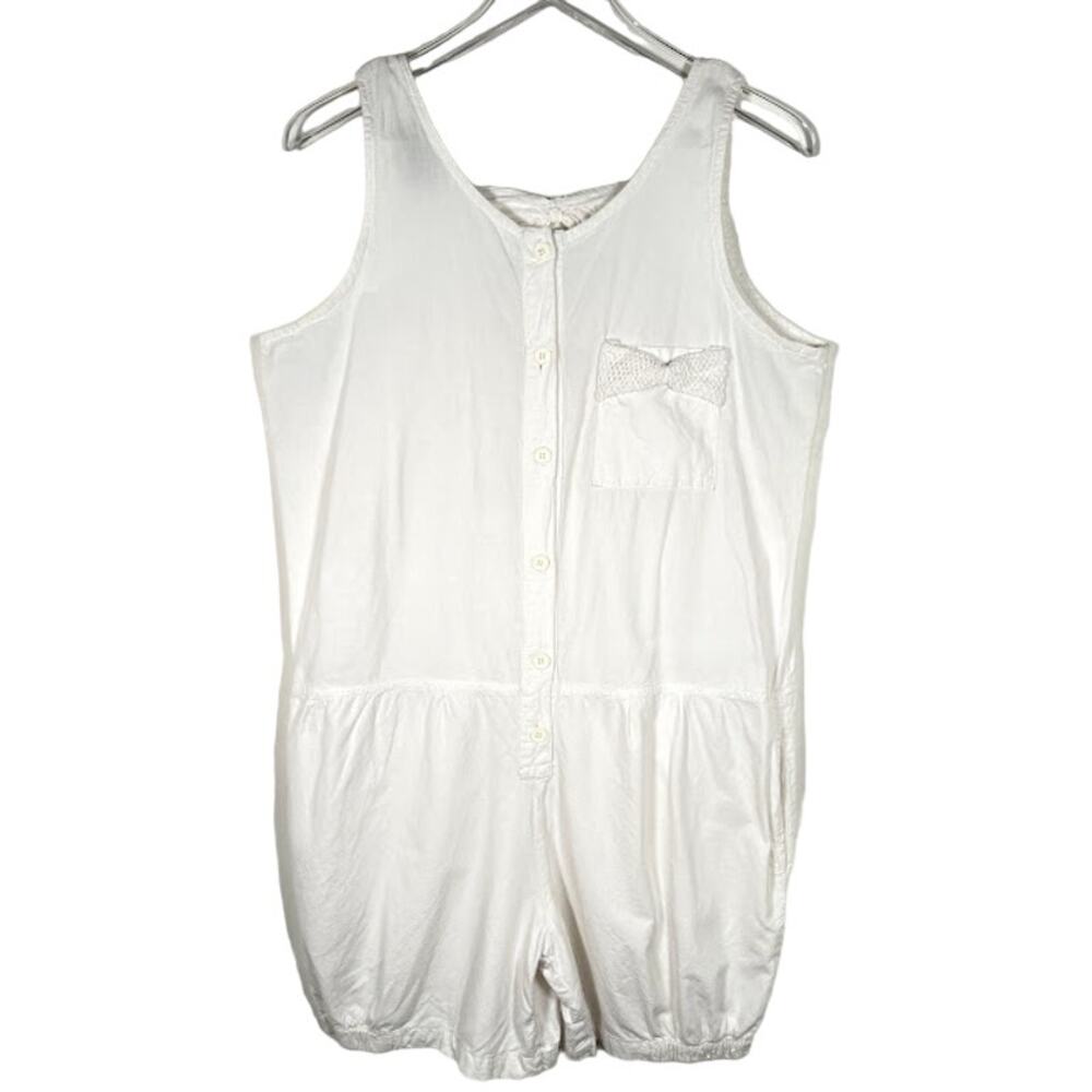 Great Gear Clothing Co. Sleeveless Button Front Romper S White Summer Y2K 90s